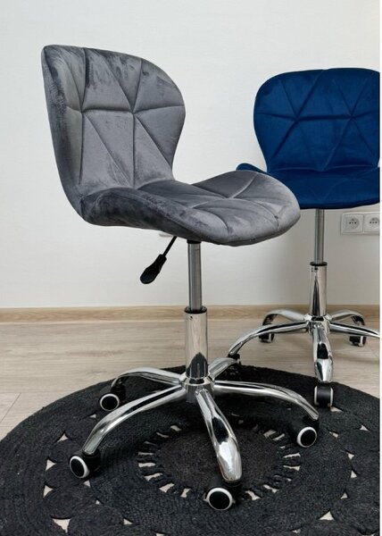 Set pentru birou – birou pliabil ZARIMO 80×40 cm negru + scaun de birou AVOLA VELVET gri