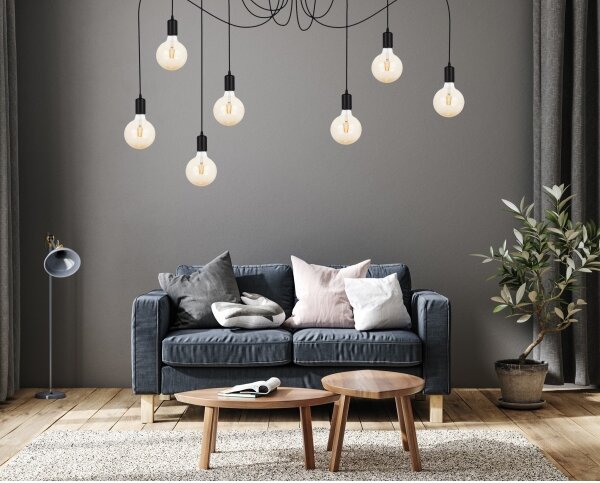 Lustră pe cablu MIROS 7xE27/60W/230V neagră
