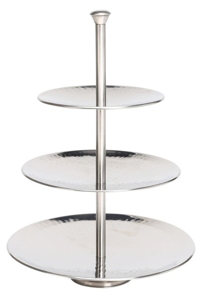 Suport servire cu 3 nivele Excellent Houseware, metal, 25x36.5 cm, argintiu