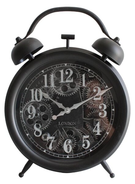 Ceas de Masă cu Mecanism Decorativ Movement, Vintage Industrial, 40x30 cm – Negru Mat