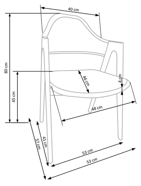 Scaun K344, gri/stejar, stofa clasica/metal, 53X51X80 CM