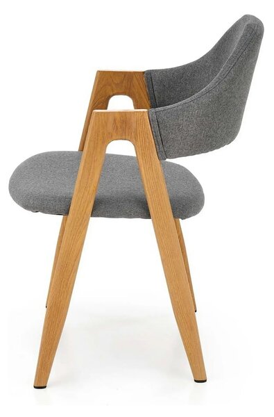 Scaun K344, gri/stejar, stofa clasica/metal, 53X51X80 CM