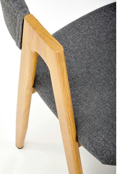 Scaun K344, gri/stejar, stofa clasica/metal, 53X51X80 CM
