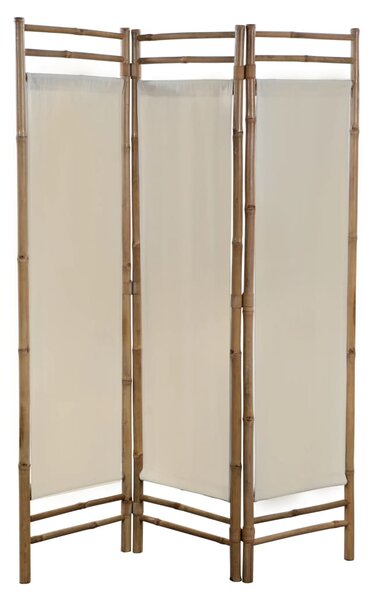 Paravan de cameră cu 3 panouri, pliabil, bambus și pânză, 120 cm