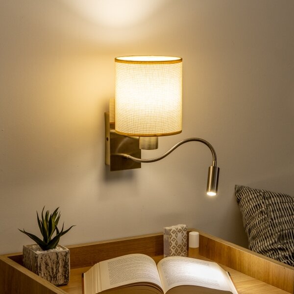 Lampă LED de perete Brilagi NUBILA 1xE27/25W/230V + LED/3W alamă/maro deschis
