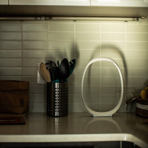 Foscarini Anisha grande lampă de masă LED, 46cm, reglabil, Alb, Camera de zi / sufragerie, Plastic, Design