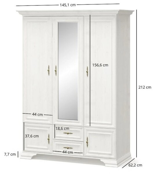 Mobilier de dormitor IRYS, pin alb anderson, PAL laminat, 6 piese