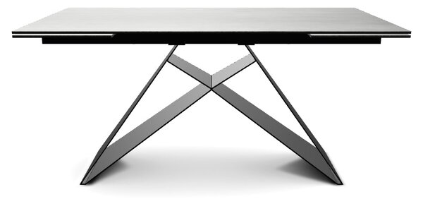 Masa moderna dining WESTIN, gri/negru, sticla/metal, 160-240x90x77 cm
