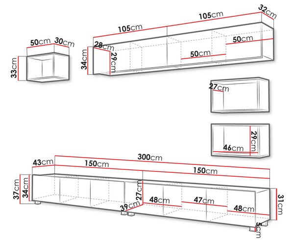 Mobilier living Badiani XXXI (alb + alb lucios + Stejar auriu). 1121916