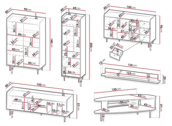 Mobilier living Percival I (negru + brandy castello). 1122808