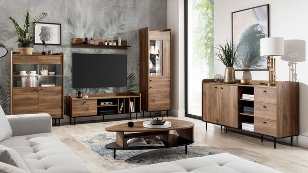 Mobilier living Percival I (negru + brandy castello). 1122808