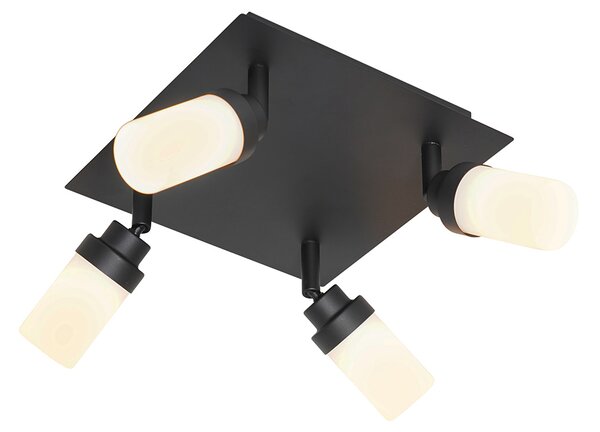 Spotlight modern pentru baie negru cu 4 lumini IP44 - Japie