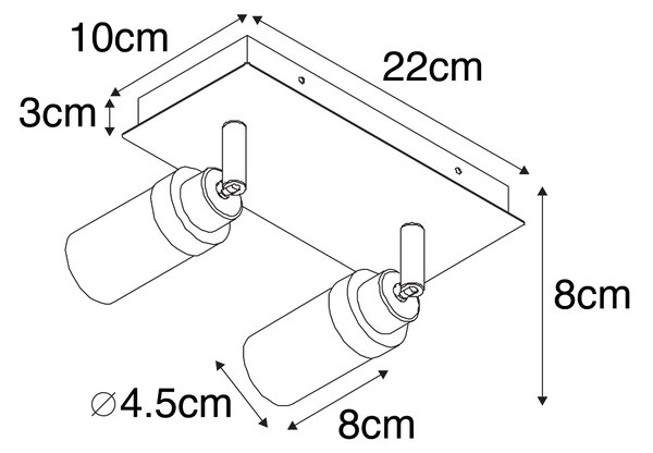 Spotlight modern pentru baie din alamă cu 2 lumini IP44 - Japie