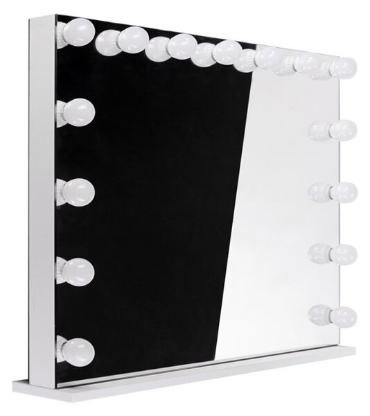 Oglinda iluminata LED, 15 spoturi LED, culoare lumina si intensitate reglabile, port USB incarcare dispozitive