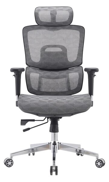 Scaun ergonomic Karin-H, spatar reglabil pe inaltime, suport lombar 3D, tetiera 3D, cotiere 3D, mecanism inclinare/blocare, sezur cu translatie, Mesh, Negru