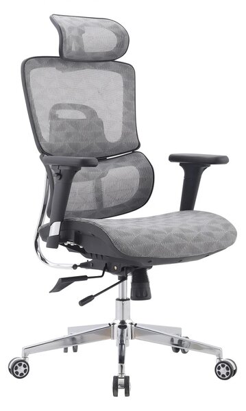 Scaun ergonomic Karin-H, spatar reglabil pe inaltime, suport lombar 3D, tetiera 3D, cotiere 3D, mecanism inclinare/blocare, sezut cu translatie, Mesh, Negru