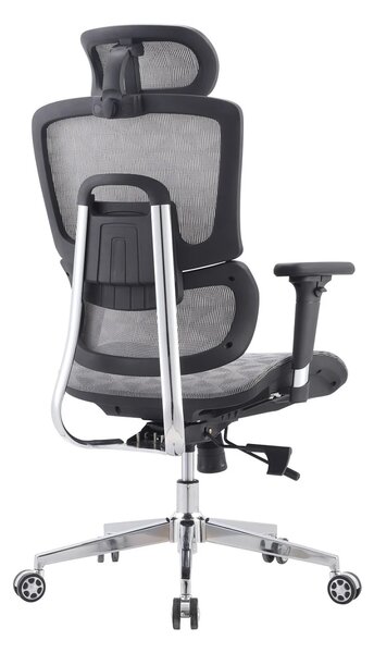 Scaun ergonomic Karin-H, spatar reglabil pe inaltime, suport lombar 3D, tetiera 3D, cotiere 3D, mecanism inclinare/blocare, sezut cu translatie, Mesh, Negru