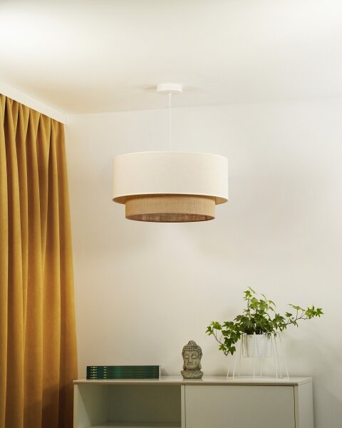 Lustră pe cablu Duolla BOHO 1xE27/40W/230V d. 45 cm crem/maro