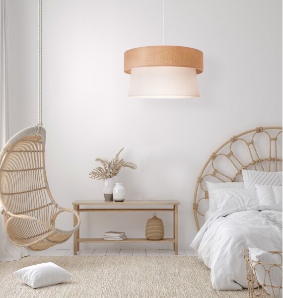 Lustră pe cablu Duolla ETNIC 1xE27/40W/230V d. 45 cm crem/bej