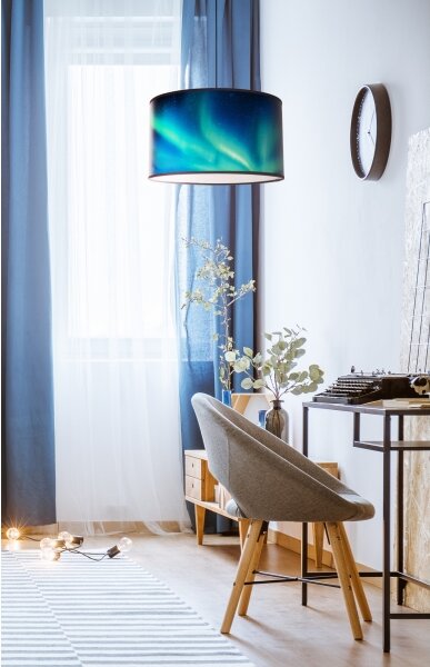 Lustră pe cablu PRINT Duolla M 1xE27/40W/230V d. 35 cm turcoaz