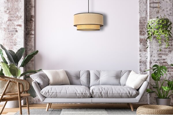 Lustră pe cablu Duolla BOHO 1xE27/15W/230V d. 45 cm bej/ratan