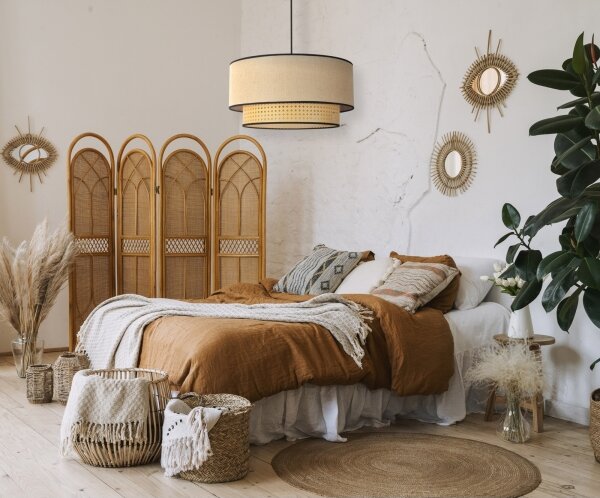 Lustră pe cablu Duolla BOHO 1xE27/15W/230V d. 45 cm bej/ratan