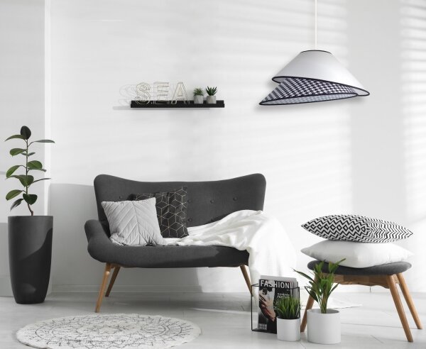 Lustră pe cablu Duolla COCO 1xE27/40W/230V d. 50 cm alb/negru