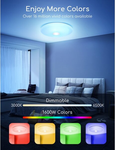 Plafonieră LED RGBW dimabilă Aigostar 18W/230V d. 34 cm Wi-Fi