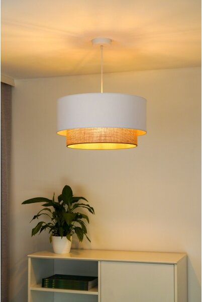 Lustră pe cablu Duolla BOHO 1xE27/15W/230V d. 45 cm alb/maro