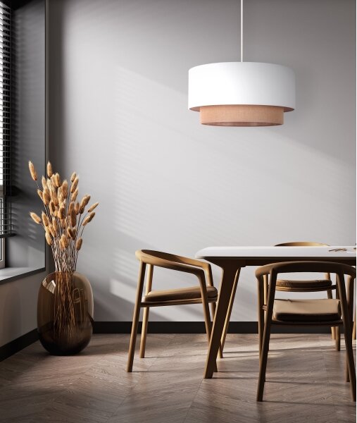 Lustră pe cablu Duolla BOHO 1xE27/15W/230V d. 45 cm alb/maro