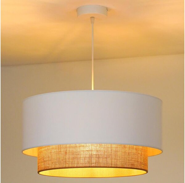 Lustră pe cablu Duolla BOHO 1xE27/15W/230V d. 45 cm alb/maro