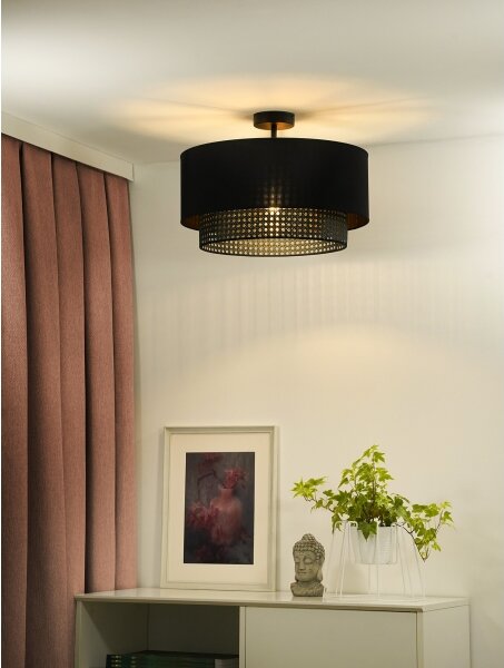 Lustră aplicată BOHO Duolla RATTAN 1xE27/15W/230V d. 45 cm negru