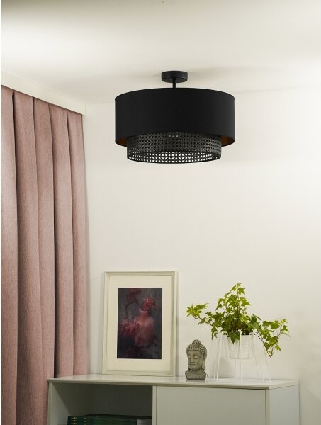 Lustră aplicată BOHO Duolla RATTAN 1xE27/15W/230V d. 45 cm negru