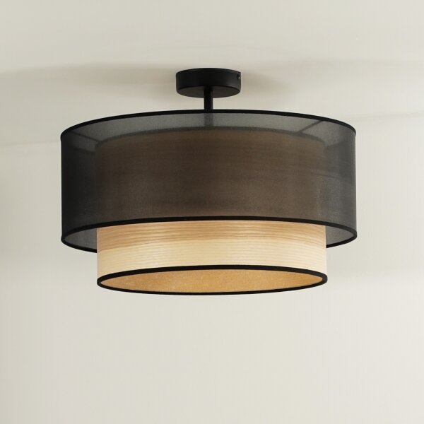 Lustră aplicată WOOD Duolla BOHO 1xE27/15W/230V d. 45 cm negru/bej