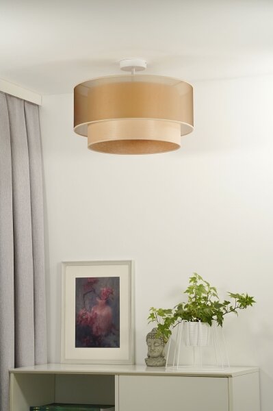 Lustră aplicată WOOD Duolla BOHO 1xE27/15W/230V d. 45 cm cupru/bej