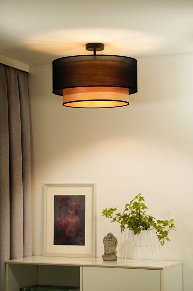 Lustră aplicată WOOD Duolla BOHO 1xE27/15W/230V d. 45 cm negru/bej