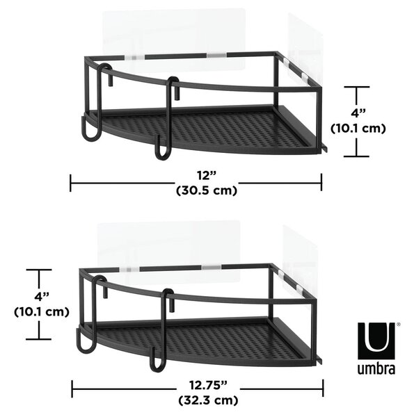 Rafturi negre de colț autoadezive din oțel 2 buc. Cubiko – Umbra