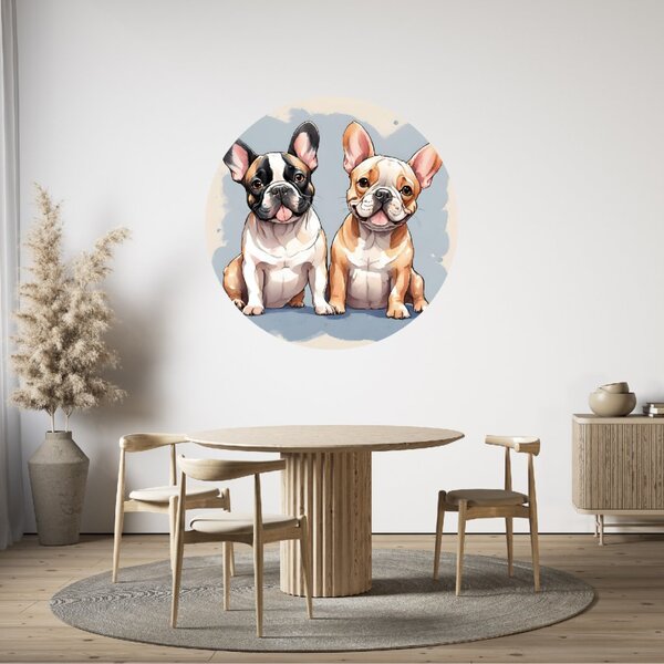 PIPPER. Autocolant circular de perete „Bulldogi francezi” 100cm