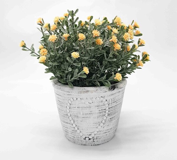 Ghiveci ceramic cu flori artificiale, LOVE, 11 X 17 CM