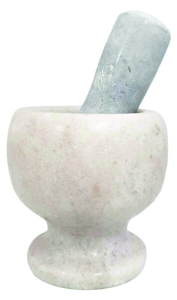 Mojar si Pistil din Marmura, Alb cu Gri, 10 x 11 cm