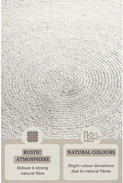 Covor alb reversibil/țesut manual rotund din iută ø 140 cm Braided – Hanse Home