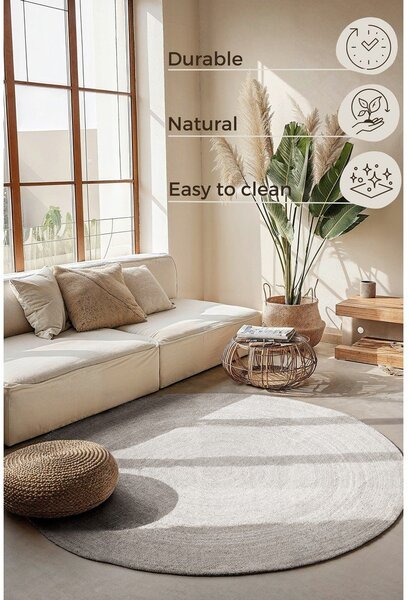 Covor alb reversibil/țesut manual rotund din iută ø 140 cm Braided – Hanse Home