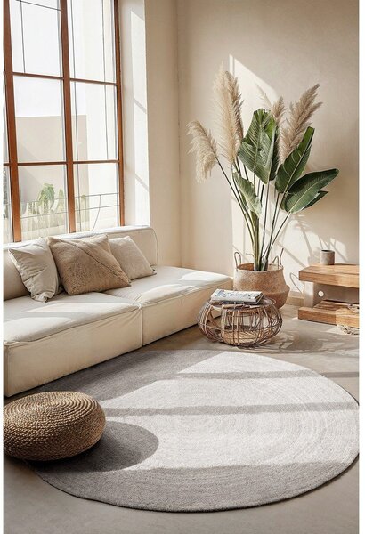 Covor alb reversibil/țesut manual rotund din iută ø 140 cm Braided – Hanse Home