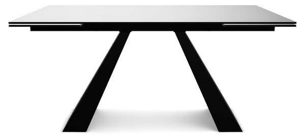Masa moderna dining SALVADORE, negru mat, metal/sticla securizata, 160