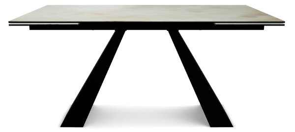 Masa extensibila SALVADORE CERAMIC, turcoaz/negru mat, sticla securiza