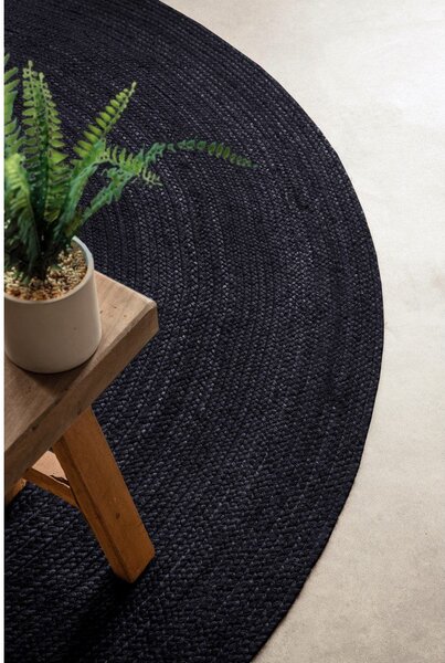 Covor negru reversibil/țesut manual rotund din iută ø 200 cm Braided – Hanse Home