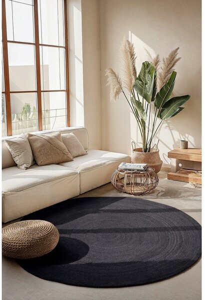 Covor negru reversibil/țesut manual rotund din iută ø 200 cm Braided – Hanse Home