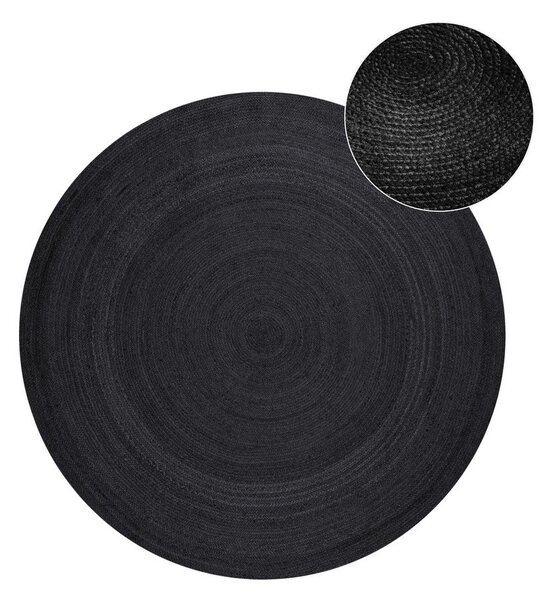 Covor negru reversibil/țesut manual rotund din iută ø 200 cm Braided – Hanse Home