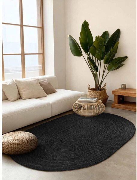 Covor negru reversibil/țesut manual din iută 160x230 cm Braided – Hanse Home