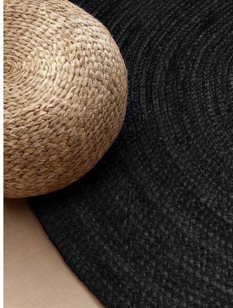 Covor negru reversibil/țesut manual din iută 160x230 cm Braided – Hanse Home